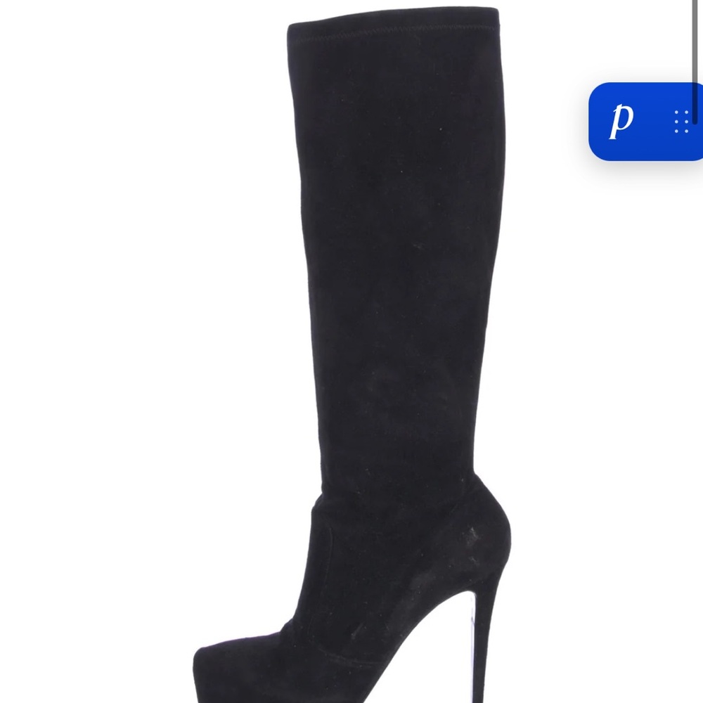 Classic Black Suede Knee-High Stiletto Boot